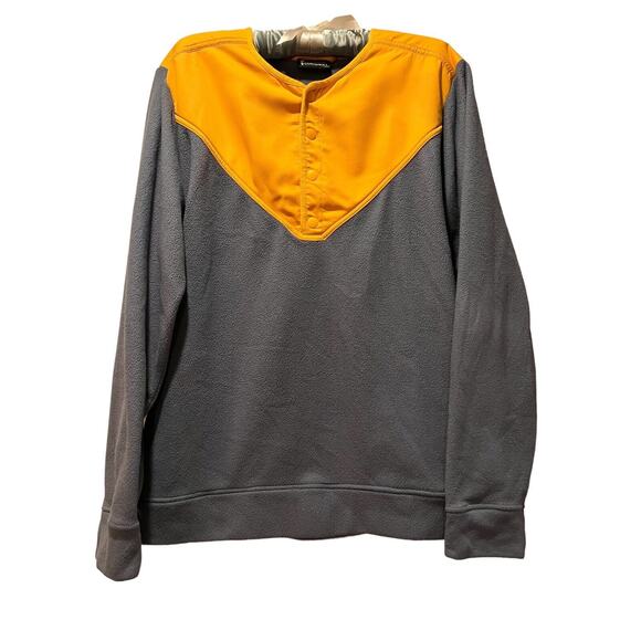 Cotopaxi Sabado Crew 1/4 Snap Button Fleece Pullover Sweater Yellow Gray Mens XL - Picture 1 of 7